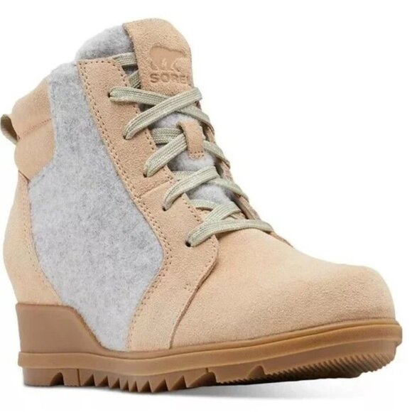 Sorel Evie Waterproof Ankle Booties Wedge Booties In Ceramic - Picture 1 of 8